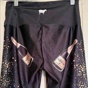 Goldsheep Black Leggings with Champagne and Gold Accents